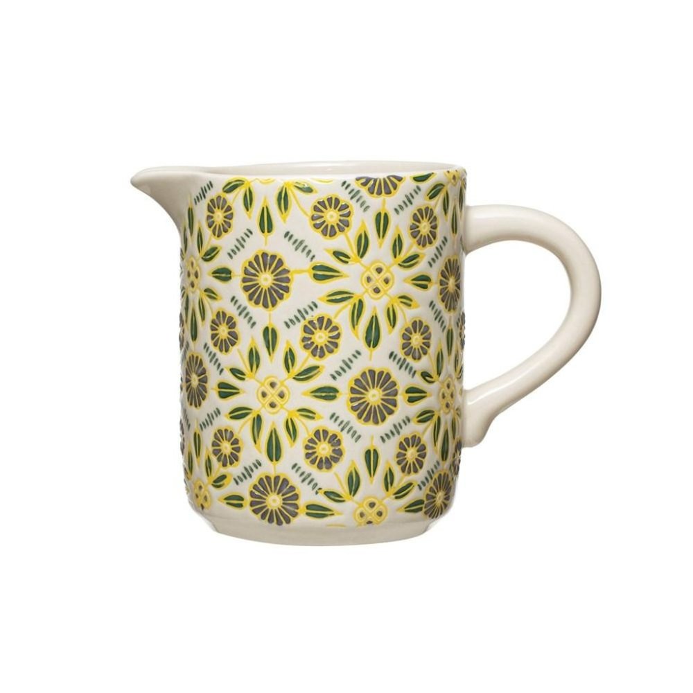 Stoneware Pitcher with Wax Relief Pattern